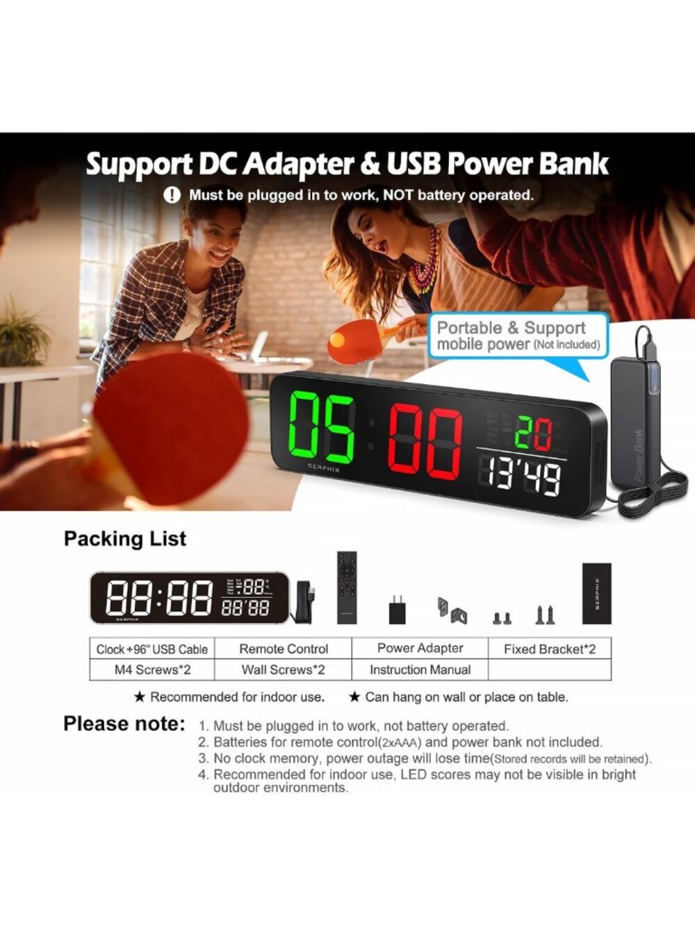15.2” Digital Countdown Timer Scoreboard Clock - Bright LED Color Display - Picture 6 of 6